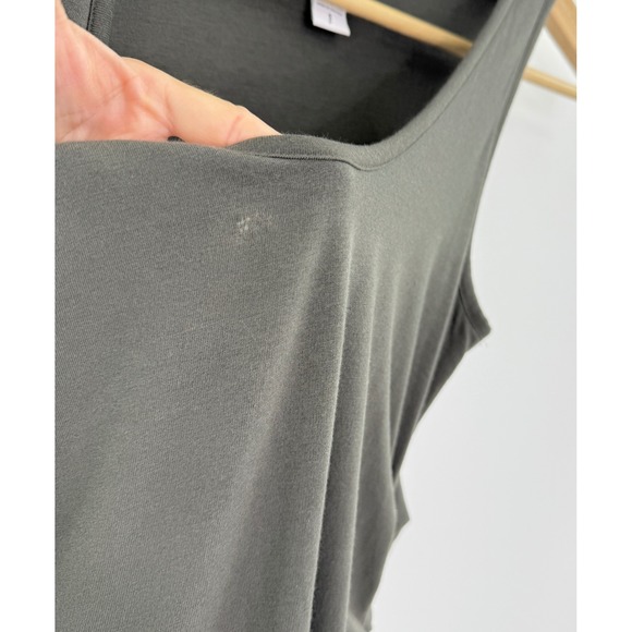 Athleta Women's Tank Dress Ruched Olive Green Sleeveless Sz Sm Boho Flaw - Picture 5 of 9